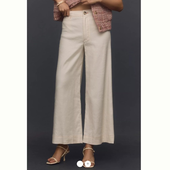 Anthropologie The Ettie High-Rise Crop Wide-Leg Pants by Maeve: Linen Edition - Picture 2 of 5
